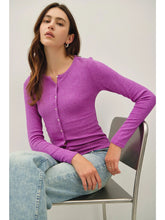 Load image into Gallery viewer, button up l/s modal top - violet
