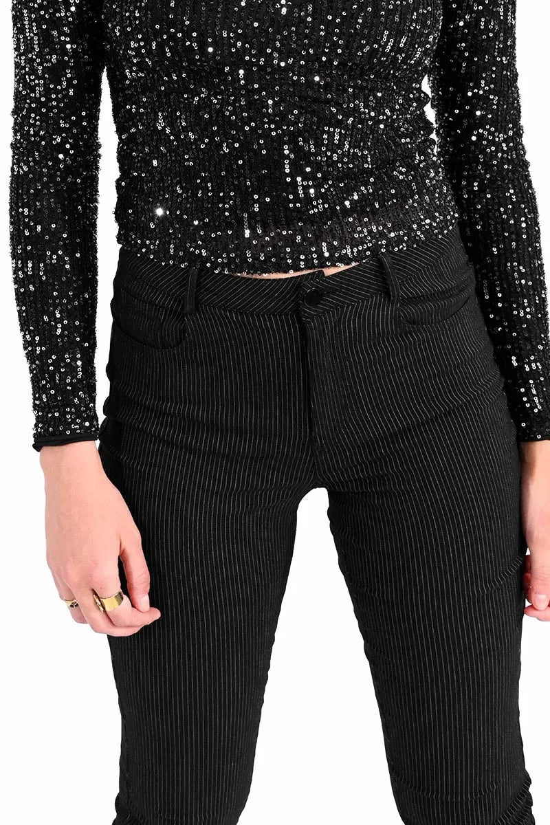 Thin Stripes Pants - Black
