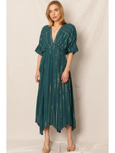 Load image into Gallery viewer, Striped Sequin Midi Dress - Teal
