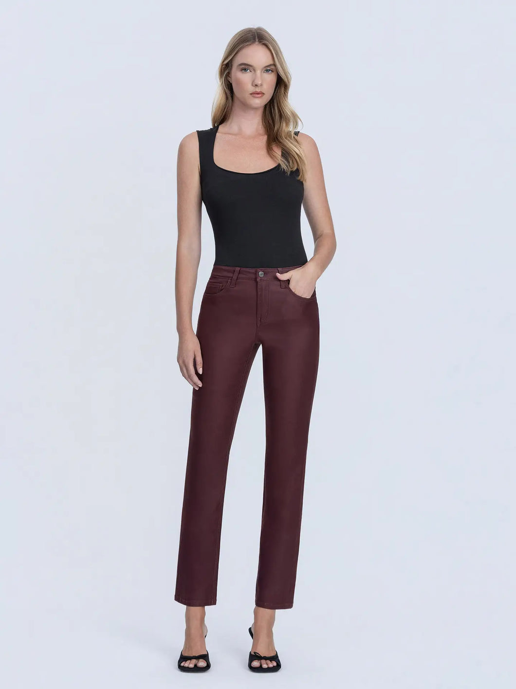Coated Hi Rise Slim - Wine