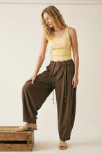 Load image into Gallery viewer, Wide leg drawstring pants - Brown
