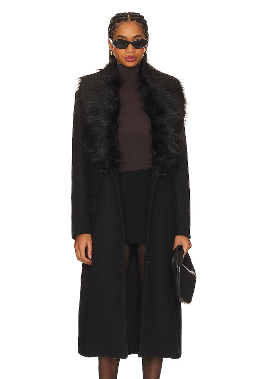 Faux Fur Coat - black