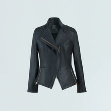 Load image into Gallery viewer, Liquid leather knit jkt - black
