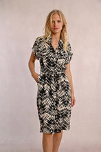 Load image into Gallery viewer, Long Belted Dress - Beige/black
