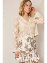Load image into Gallery viewer, Flower Crochet Cardigan - Natural

