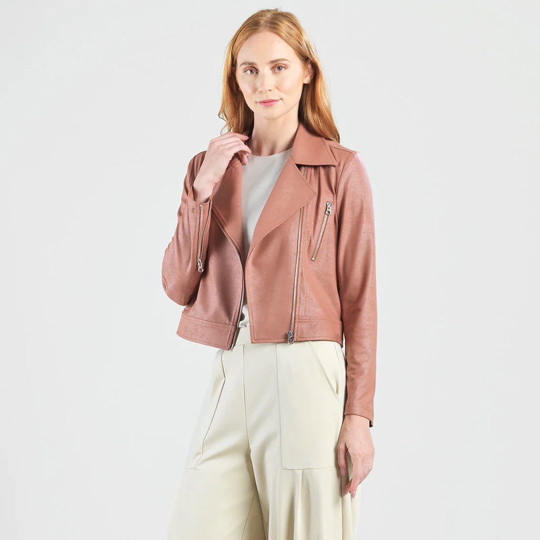 HIGH WAIST MOTO JACKET - Tan