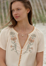 Load image into Gallery viewer, Emb Split neck Top - Tea/Apricot
