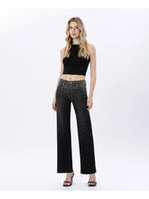 Load image into Gallery viewer, HI RISE SLIM WIDE RHINSTONES - BLACK
