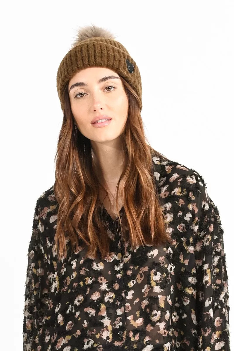 Heart Beanie - Khaki