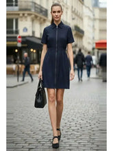 Load image into Gallery viewer, Zip Up Dress - Navy
