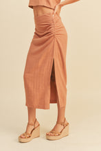 Load image into Gallery viewer, Linen Ruched Skirt - Salmon
