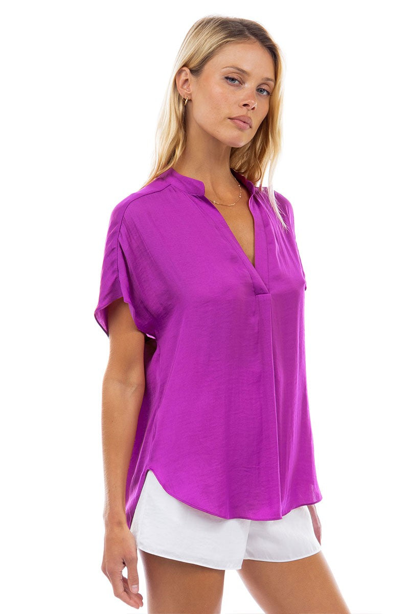 Drop Shoulder Blouse - Violet