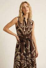 Load image into Gallery viewer, Printed belted Dress - Brown
