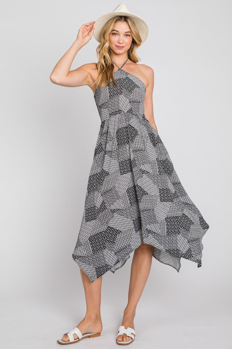Halter handkerchief Dress - Black combo