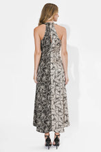 Load image into Gallery viewer, Printed Halter maxi dress - blk/cream
