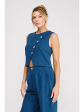 Load image into Gallery viewer, Assymetric Linen Vest - Blue
