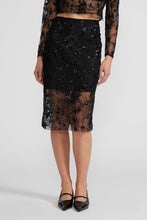 Load image into Gallery viewer, Lace sequin skirt - Black
