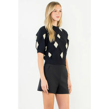 Load image into Gallery viewer, SHORT SLV ARGYLE TOP - BLACK
