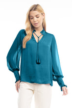 Load image into Gallery viewer, Tie neck Blouse - Blue

