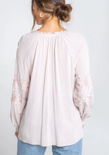 Load image into Gallery viewer, Embroided split neck top - Blush/Rose
