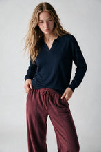 Load image into Gallery viewer, Knitted polo top - navy
