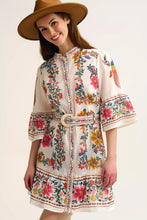 Load image into Gallery viewer, floral boho mini dress - Cream

