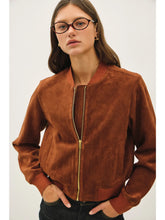 Load image into Gallery viewer, Faux suede bomber jacket - Brown
