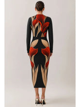 Load image into Gallery viewer, floral v nk ruched midi dress - black multi
