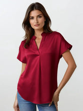 Load image into Gallery viewer, Satin drop shoulder blouse - Burgundy
