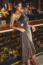 Load image into Gallery viewer, One shoulder midi dress - Blk gold
