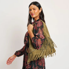 Load image into Gallery viewer, Fringe Hobo Bag - Olive
