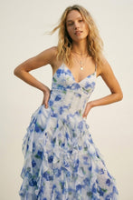 Load image into Gallery viewer, Floral ruffled Maxi - Blue white
