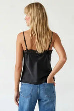 Load image into Gallery viewer, V Neck Satil Lace Cami - Black
