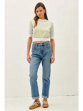 Load image into Gallery viewer, short slv stripe knit - Lime
