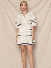 Load image into Gallery viewer, 3/4 SLV Mini Dress - WHITE/NAVY
