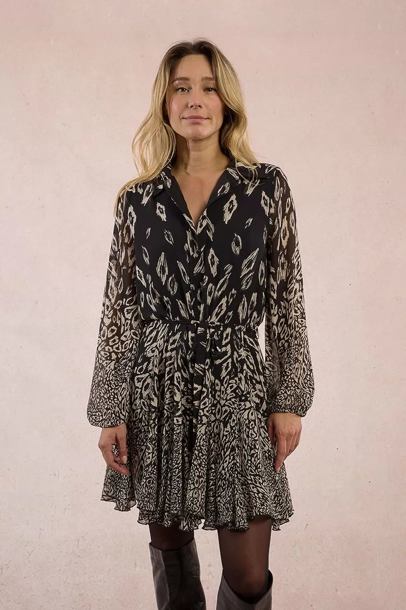 Printed shirt Dress - Black