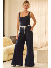 Load image into Gallery viewer, striped double waist pants - navy
