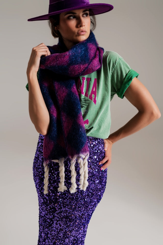 Argyle pattern Scarf - Fuchsia
