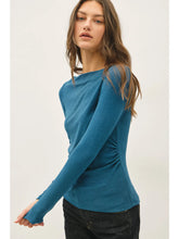 Load image into Gallery viewer, Ribbed Boatneck LS Tee - Teal
