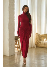 Load image into Gallery viewer, Turtleneck Maxu Dress - Burgndy
