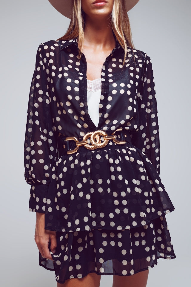 Sheer polkadot shirt - Black