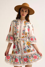 Load image into Gallery viewer, floral boho mini dress - Cream
