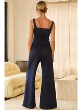 Load image into Gallery viewer, striped double waist pants - navy
