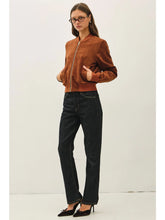 Load image into Gallery viewer, Faux suede bomber jacket - Brown
