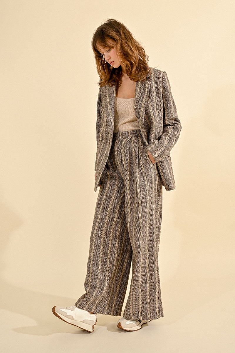 Herringbone Pants - Beige