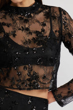 Load image into Gallery viewer, Lace sequin Top - Black
