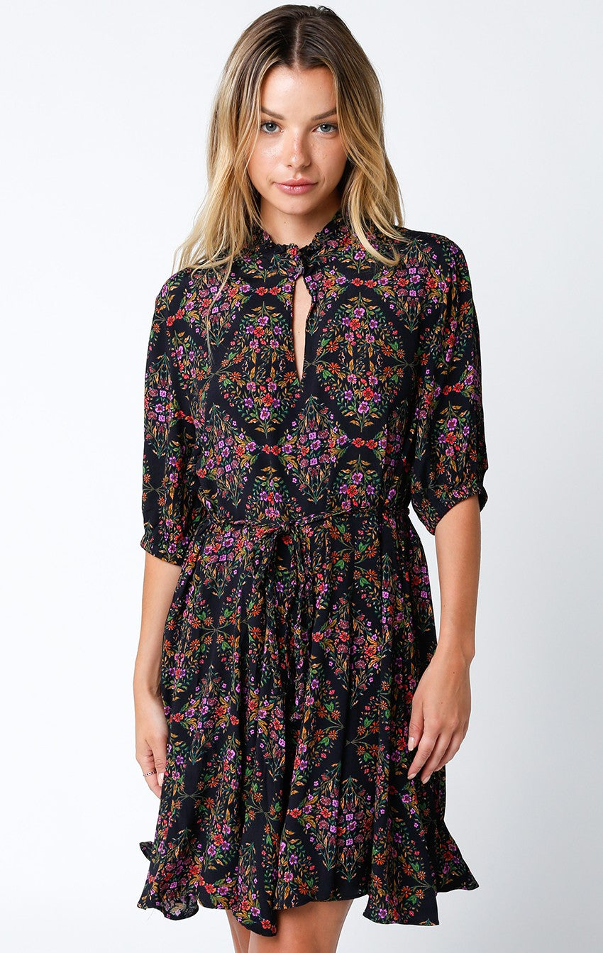 Camilla Dress - Floral blk purple