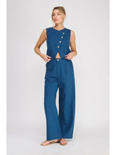 Load image into Gallery viewer, Assymetric Linen Vest - Blue
