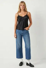 Load image into Gallery viewer, V Neck Satil Lace Cami - Black
