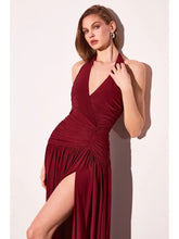 Load image into Gallery viewer, Halter dress with Slit - Burgundy
